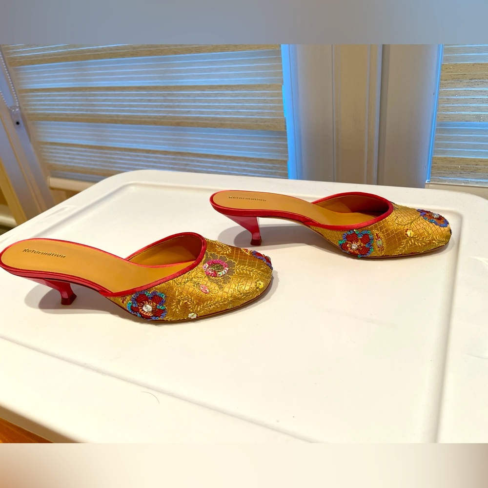 Brand new colorful satin mules